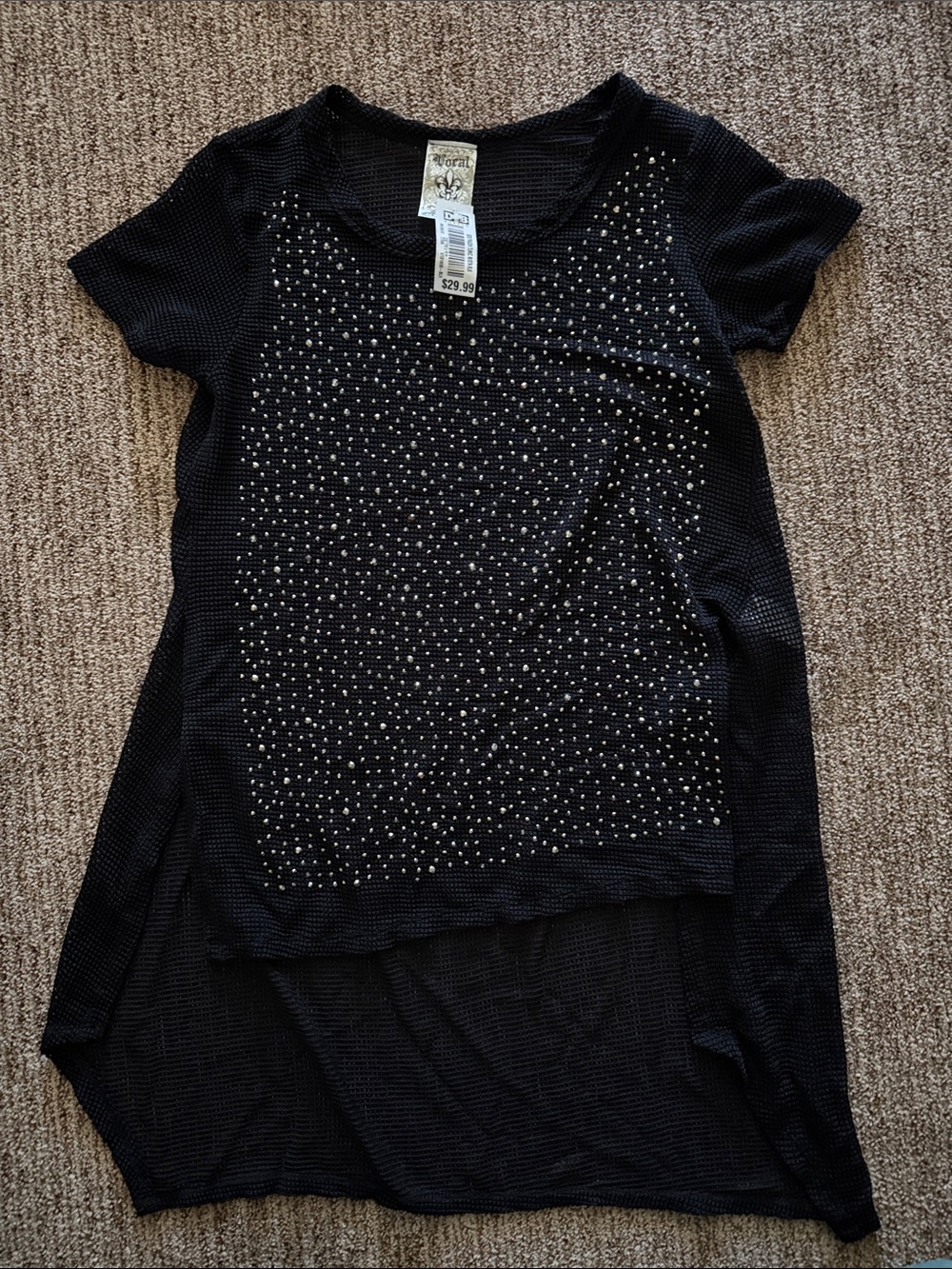 Vocal Black Short-Sleeve Studded Tunic